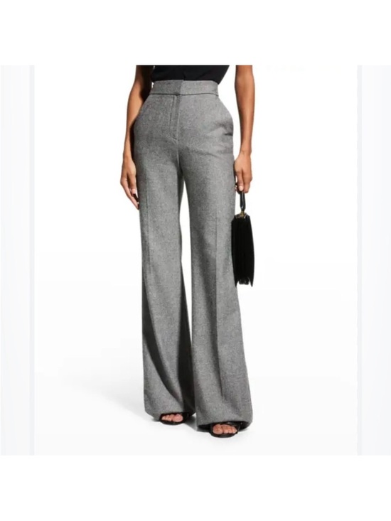 Veronica Beard Pants - Veronica Beard Silver Gray High-Waist Wide-Leg Trousers